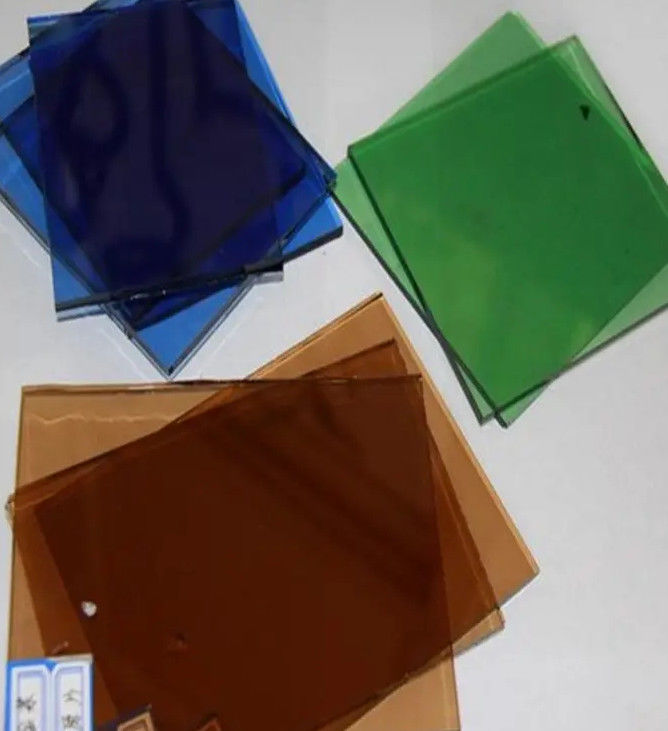 Flat Processing Tinted Glass With Colored In Dark Green / Dark Grey / Ford Blue